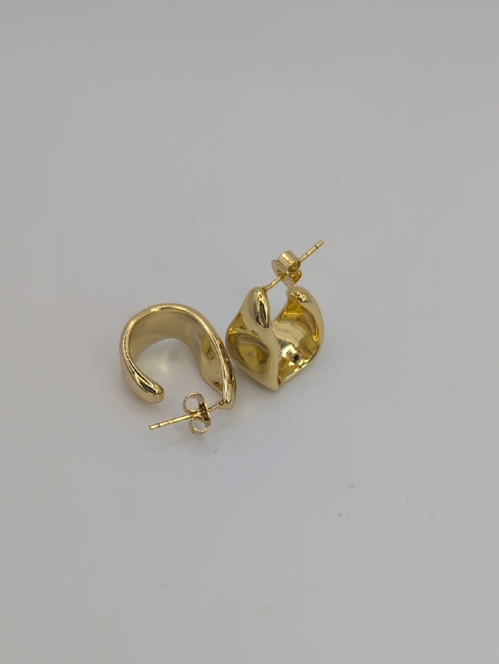 Gold-Tone Sculptural Hoop Earrings - Picture 1 of 2